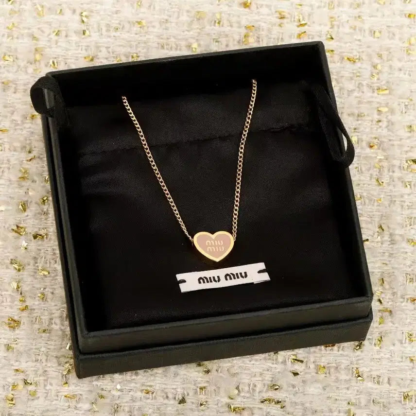 [BUNJANG] Miu Miu Heart Necklace Gold Pink / 미우미우 하트 목걸이 금장 핑크
