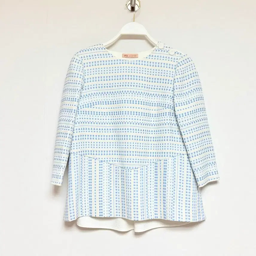 [BUNJANG] JILLbyJILLSTUART Blue Pattern Pleated Blouse / 질바이질스튜어트 블루 패턴 플리츠 블라우스