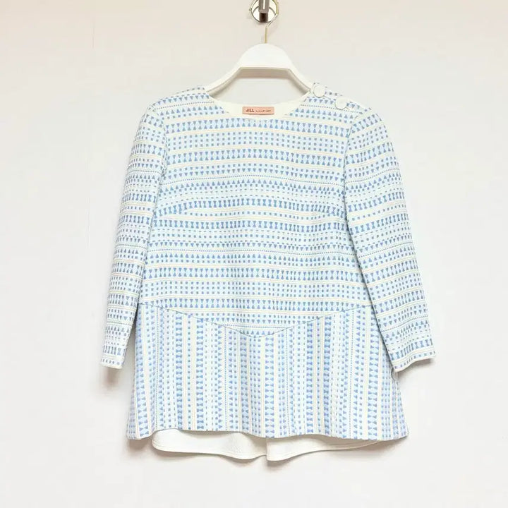 [BUNJANG] JILLbyJILLSTUART Blue Pattern Pleated Blouse / 질바이질스튜어트 블루 패턴 플리츠 블라우스