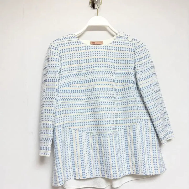 [BUNJANG] JILLbyJILLSTUART Blue Pattern Pleated Blouse / 질바이질스튜어트 블루 패턴 플리츠 블라우스