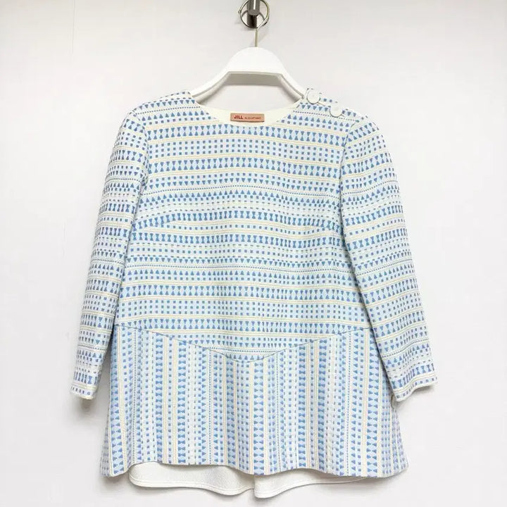 [BUNJANG] JILLbyJILLSTUART Blue Pattern Pleated Blouse / 질바이질스튜어트 블루 패턴 플리츠 블라우스