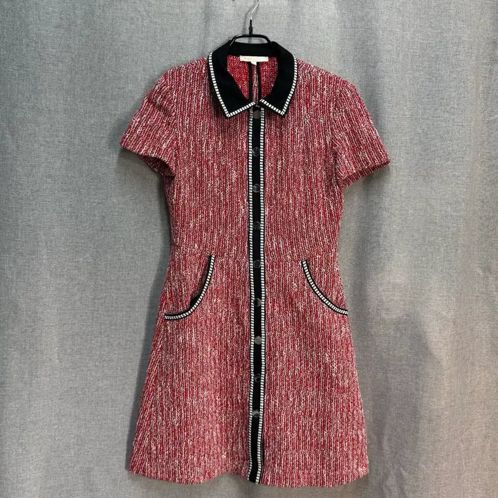 [BUNJANG] Maje Red Tweed Button Dress / [S] Maje 마쥬 레드 반팔 트위드 버튼 원피스