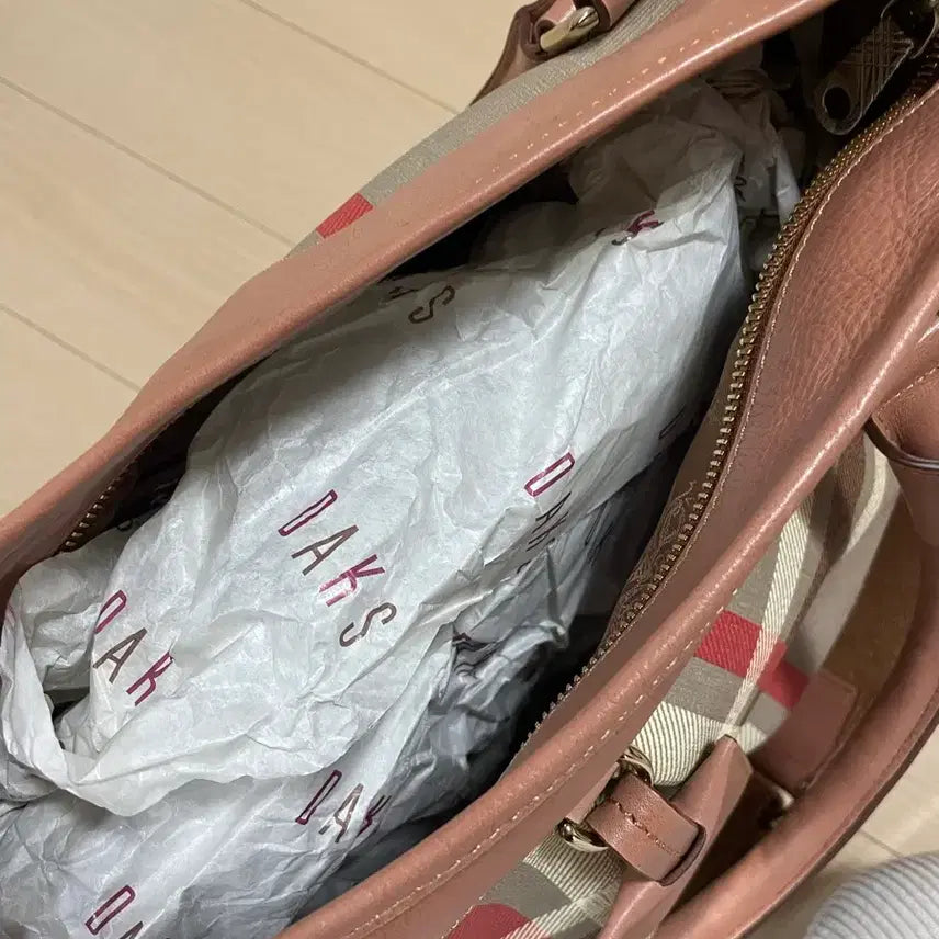 [BUNJANG] Burberry Nova Check Pink Leather Trim Handbag / 버버리 노바 체크(핑크 레더 트림)