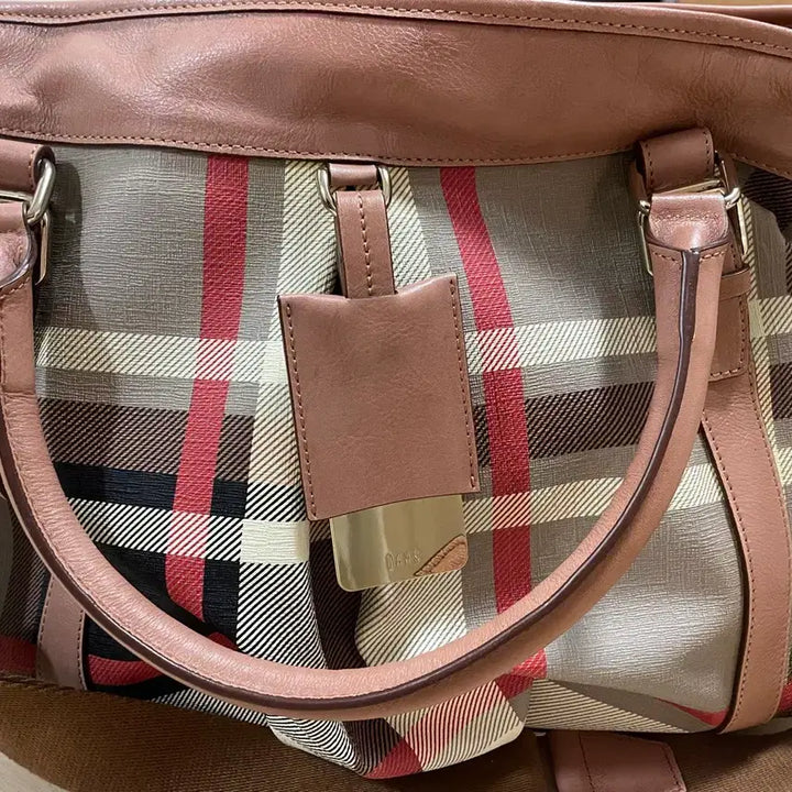 [BUNJANG] Burberry Nova Check Pink Leather Trim Handbag / 버버리 노바 체크(핑크 레더 트림)