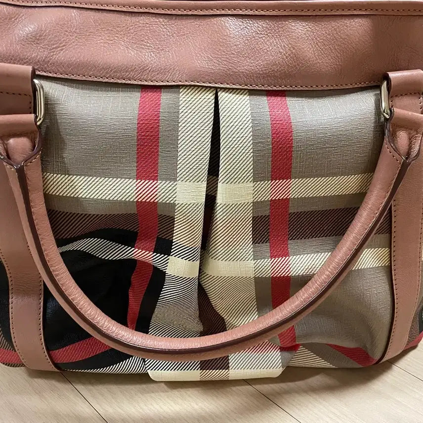 [BUNJANG] Burberry Nova Check Pink Leather Trim Handbag / 버버리 노바 체크(핑크 레더 트림)