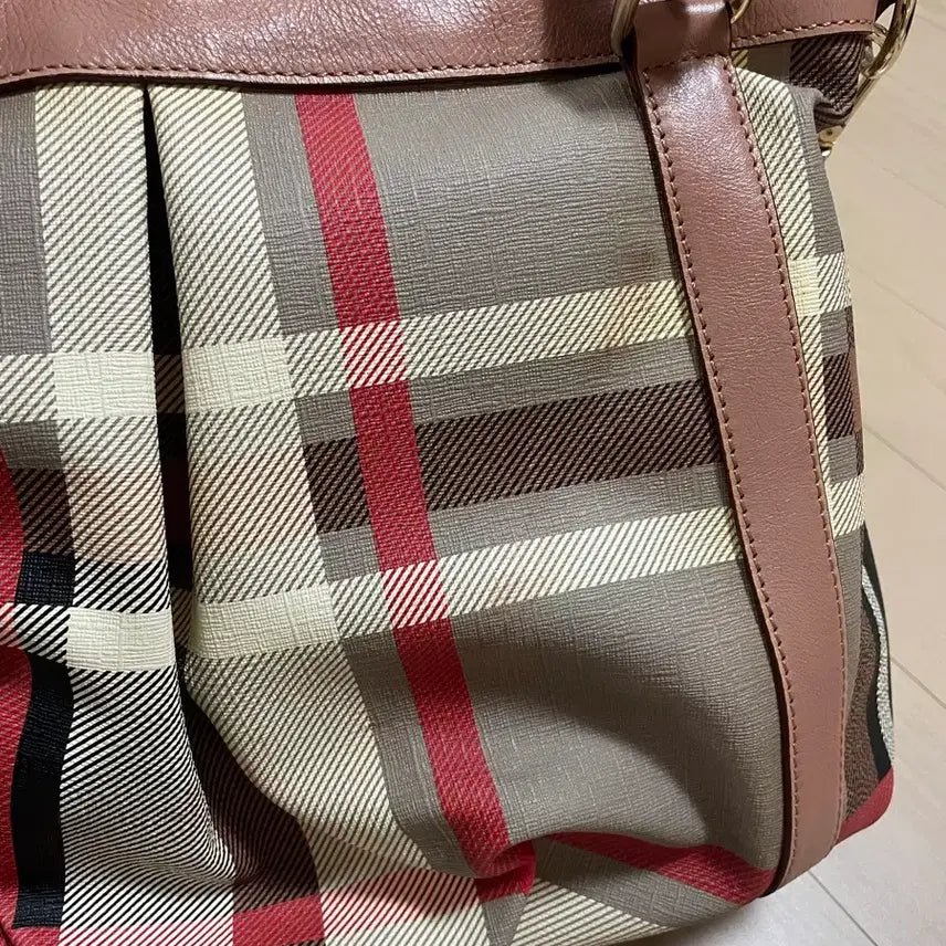 [BUNJANG] Burberry Nova Check Pink Leather Trim Handbag / 버버리 노바 체크(핑크 레더 트림)