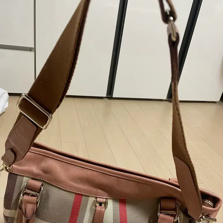 [BUNJANG] Burberry Nova Check Pink Leather Trim Handbag / 버버리 노바 체크(핑크 레더 트림)