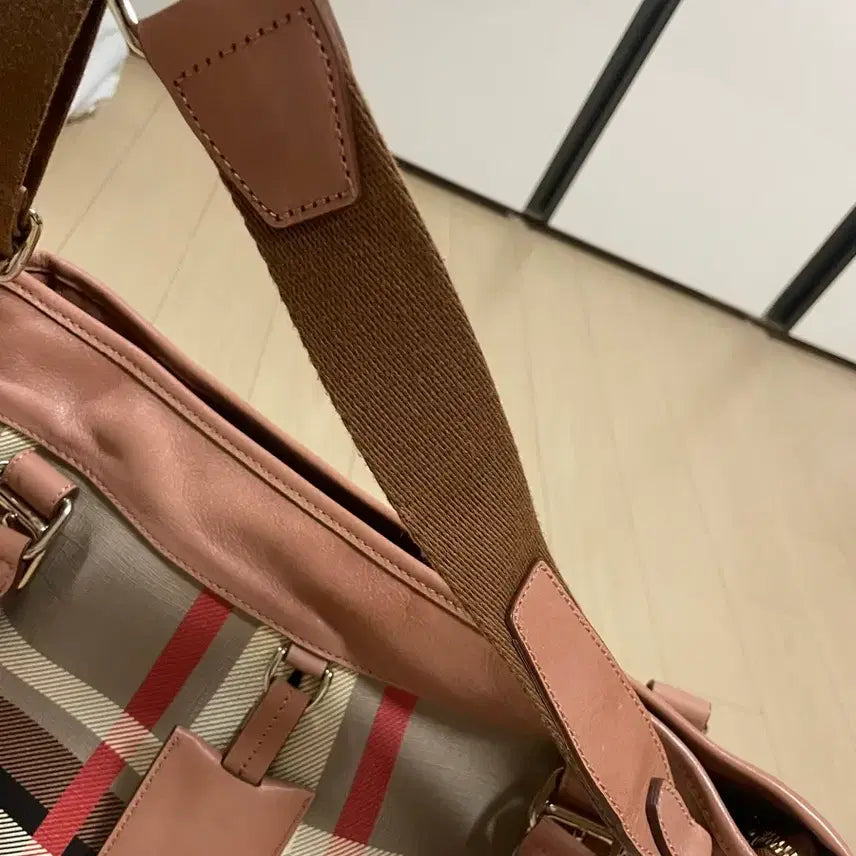 [BUNJANG] Burberry Nova Check Pink Leather Trim Handbag / 버버리 노바 체크(핑크 레더 트림)
