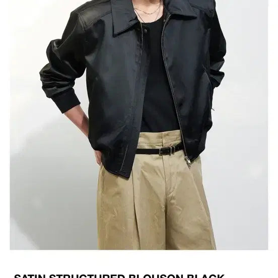 [BUNJANG] HALEINE Black Satin Blouson Jacket / HALEINE 블랙 새틴 블루종 1사이즈