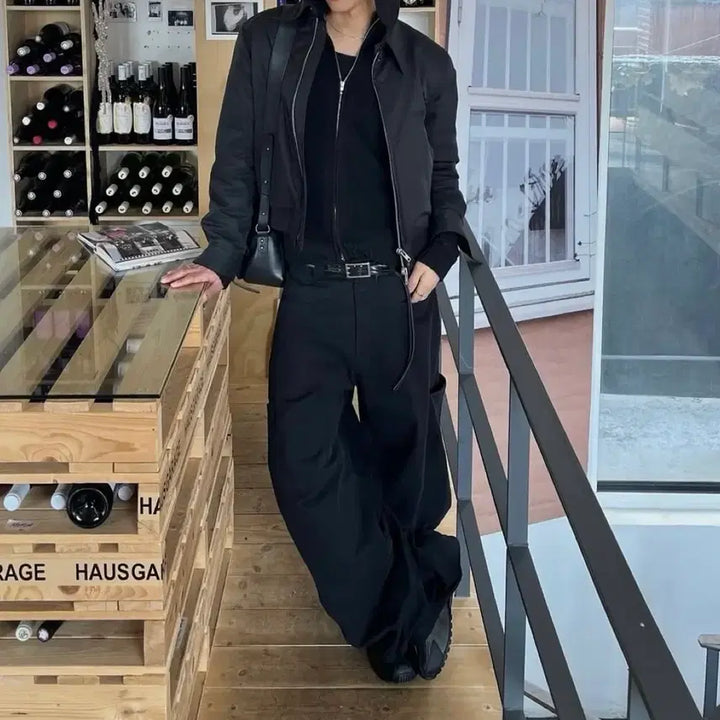 [BUNJANG] HALEINE Black Satin Blouson Jacket / HALEINE 블랙 새틴 블루종 1사이즈