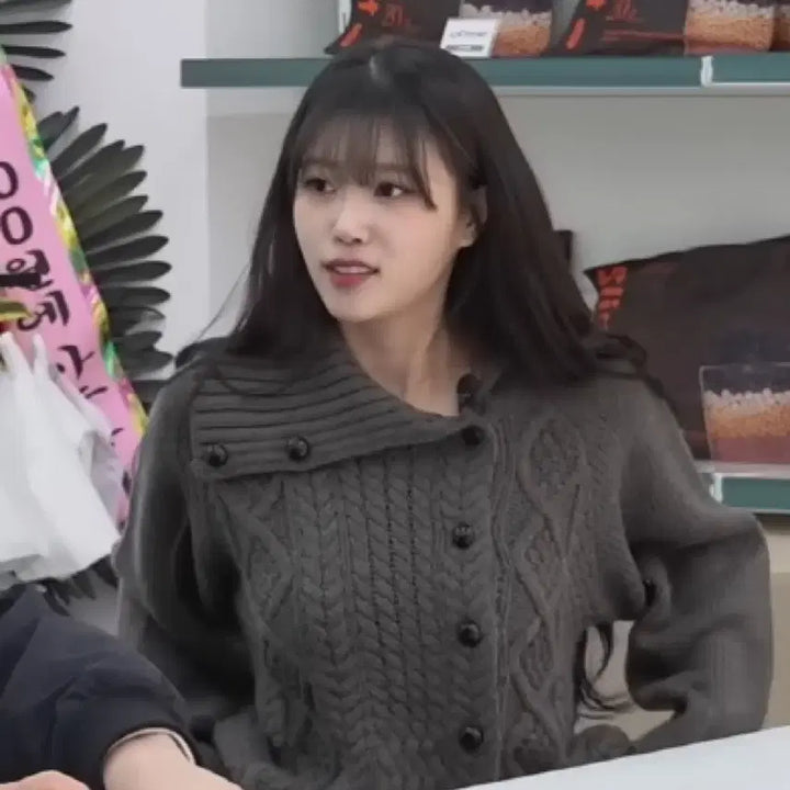 [BUNJANG] Paul New York Raglan Cardigan Charcoal / 폴뉴아 사이드카라 래글런 가디건 차콜