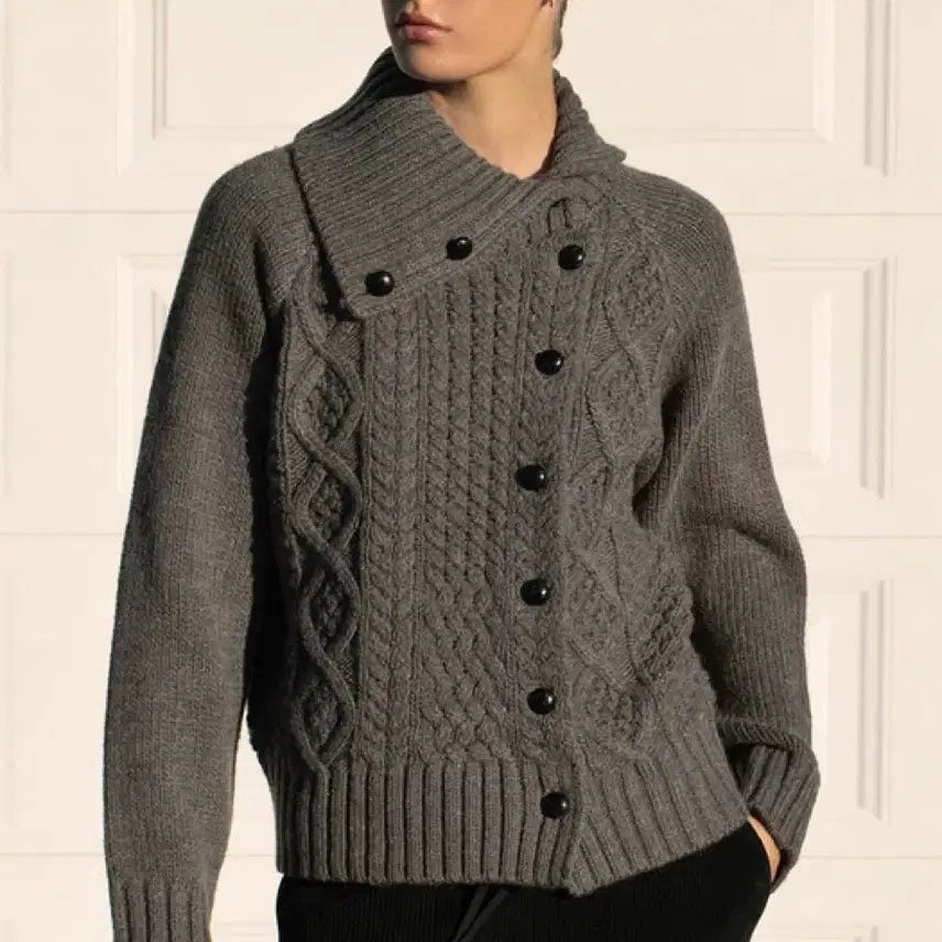 [BUNJANG] Paul New York Raglan Cardigan Charcoal / 폴뉴아 사이드카라 래글런 가디건 차콜