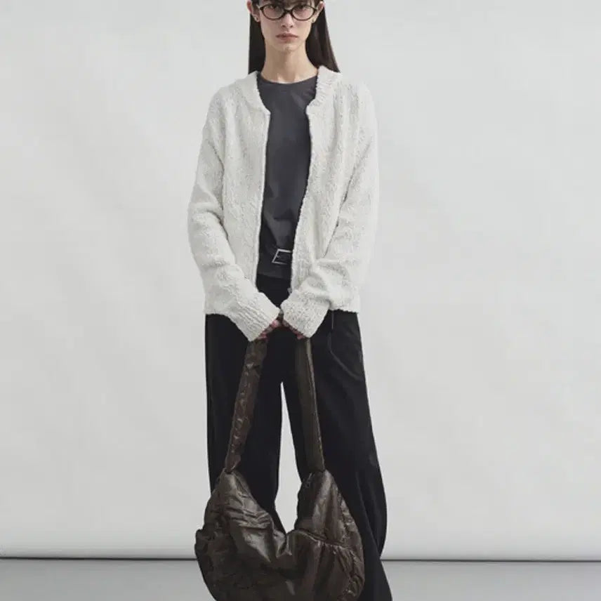 [BUNJANG] Mongdol Cotton Crop Zip-up Cardigan White / 몽돌 코튼 크롭 집업 가디건 화이트