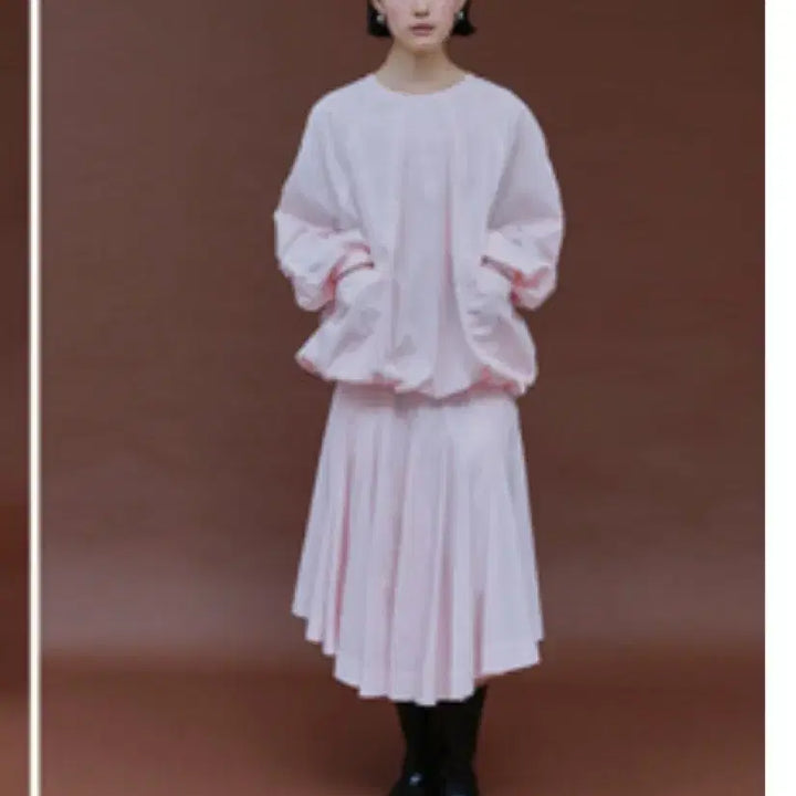 [BUNJANG] ETHOS Pink Crunch Midi Skirt and Sweatshirt Set - Size S / ETHOS 에토스 핑크 크런치 미디 스커트와 상의 셋업 S