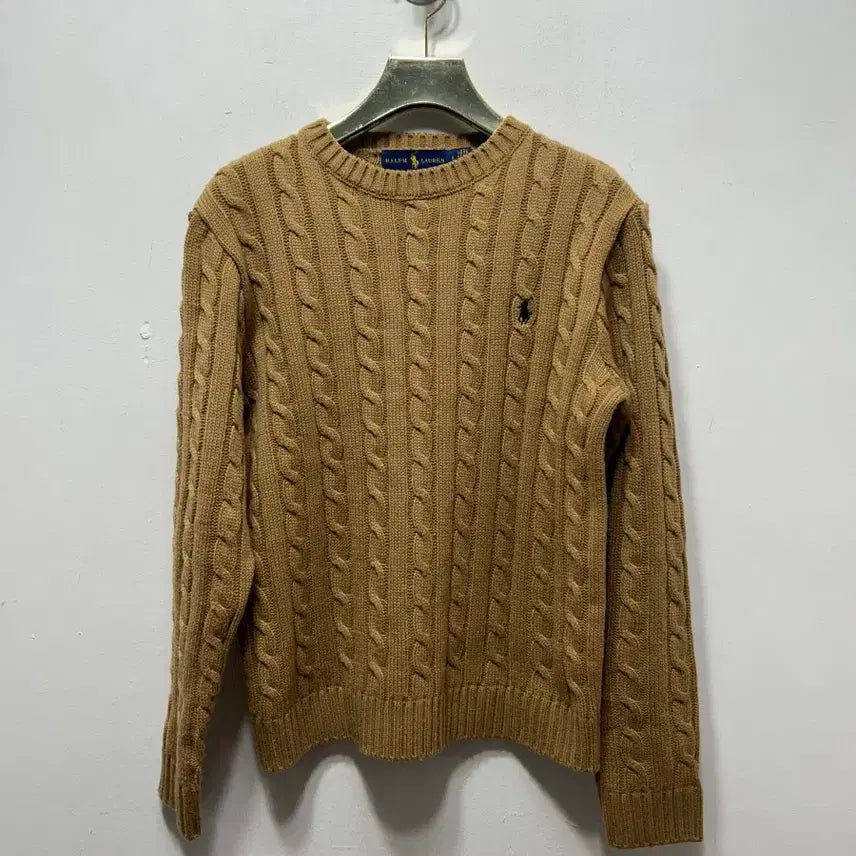 [BUNJANG] Polo Ralph Lauren Brown Cable Knit Sweater / 폴로 랄프로렌 브라운 꽈배기 니트 S