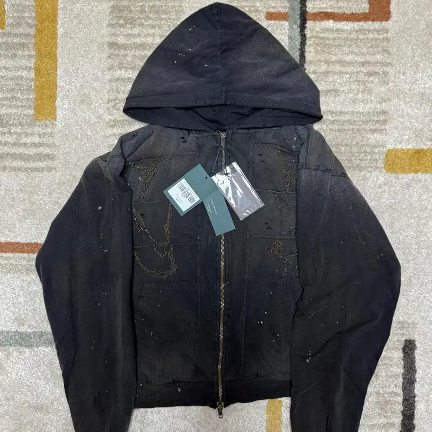 [SOLD OUT] 언더마이카 러스티 체인 디멘터 지퍼 후드 블랙