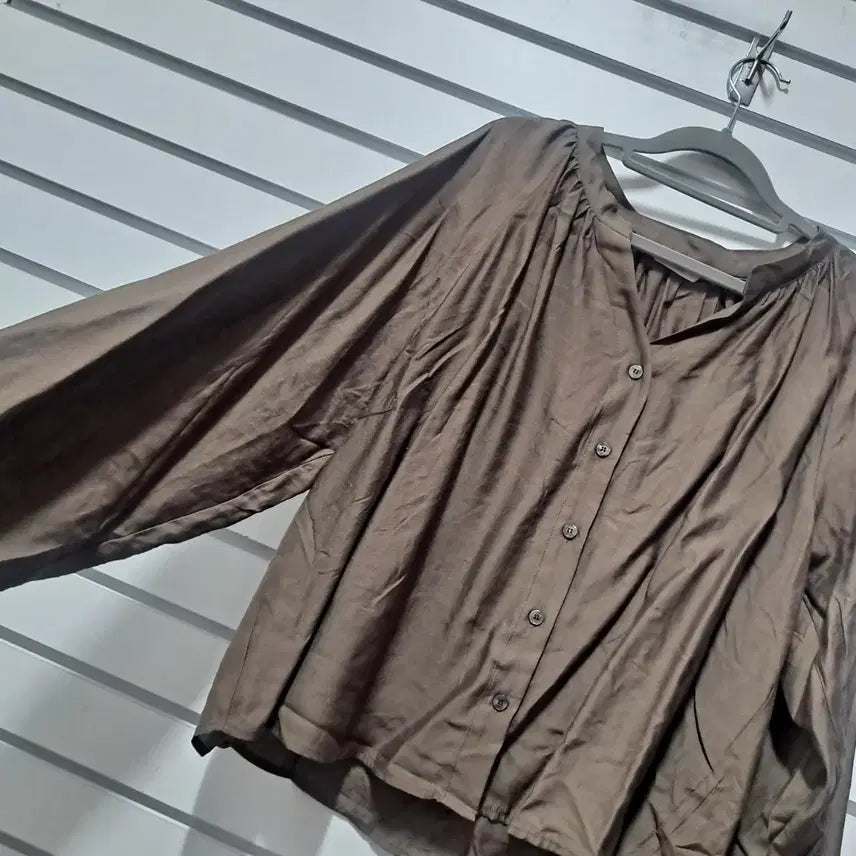 [BUNJANG] Brown Balloon Fit Boxy Blouse / 브라운 벌룬핏 박시블라우스 77 /옷장꾸미기