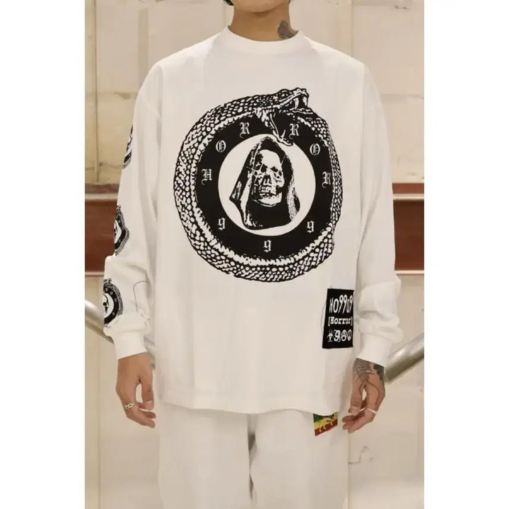 [BUNJANG] Kidill Patch Long Sleeve T-Shirt / 키딜 패치 롱슬리브 PATCH LONG SLEEVE T-SHIRT