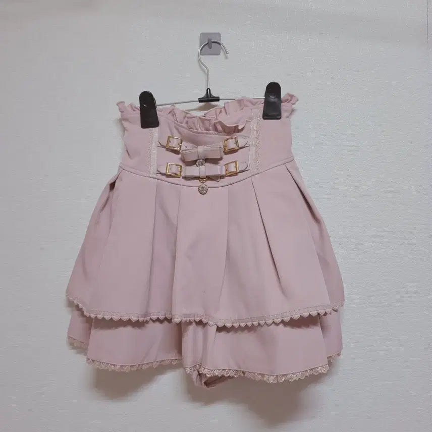 [BUNJANG] Liz Lisa 2-Tier Ribbon Belt Skirt Pink / 정품) 리즈리사 2연 리본 벨트 스카판 핑크