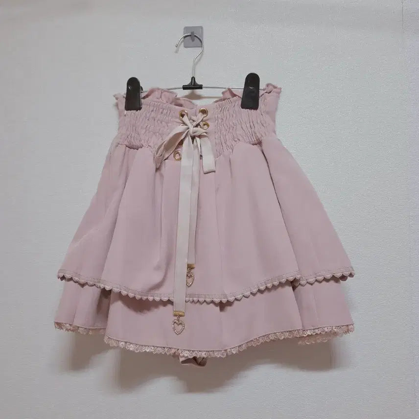 [BUNJANG] Liz Lisa 2-Tier Ribbon Belt Skirt Pink / 정품) 리즈리사 2연 리본 벨트 스카판 핑크