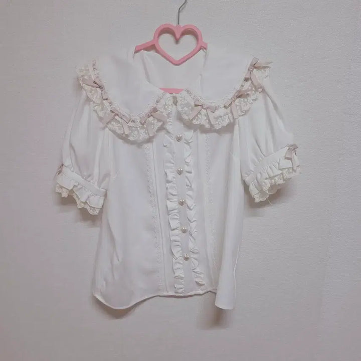 [SOLD OUT] 정품) 양산형 반팔 리본 프릴 블라우스