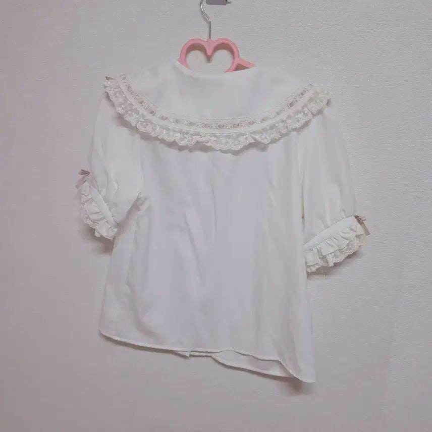 [SOLD OUT] 정품) 양산형 반팔 리본 프릴 블라우스