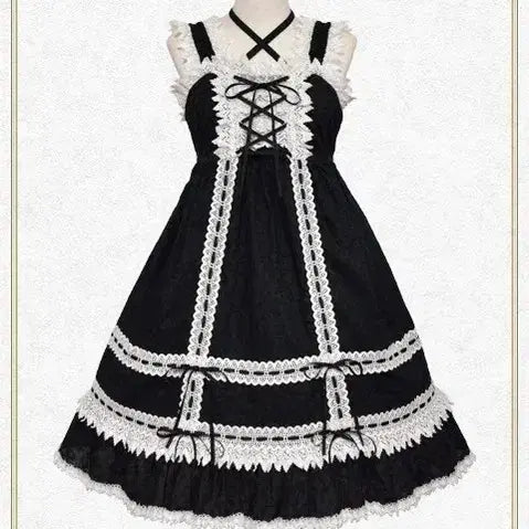 [SOLD OUT] 베이비더스타샤인 하와세 베이비돌 로리타 JSK 점퍼스커트 흑백