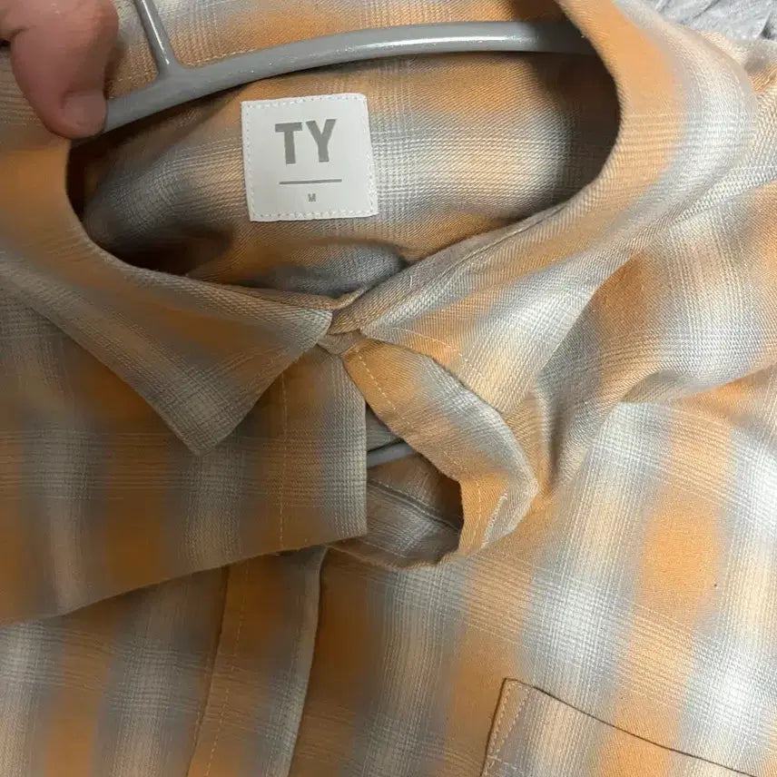 [BUNJANG] TY All Day Ombre Check Shirt Orange M / TY 올데이 옴브레 체크 셔츠 오렌지 M