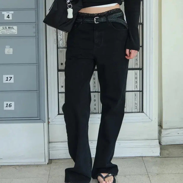 [BUNJANG] Low Classic Pocket Wide-Leg Jeans Black / 로우클래식 POCKET WIDE-LEG JEANS
