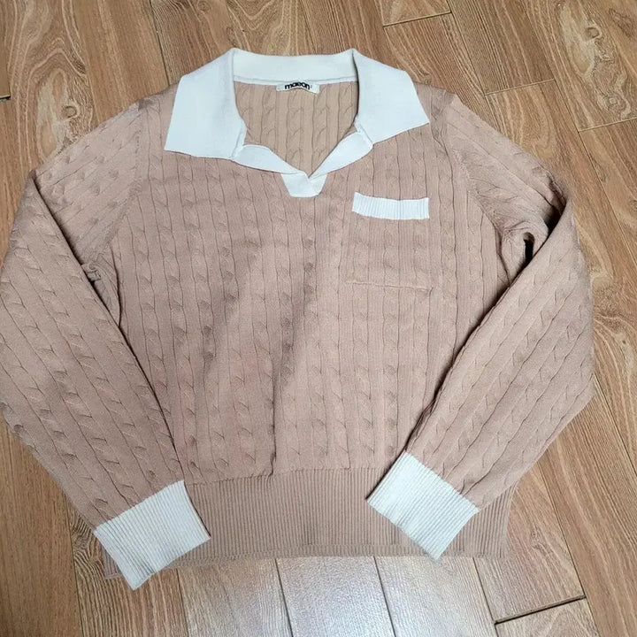 [BUNJANG] maaeon Cable Knit Beige Sweater / maaeon 케이블 니트 베이지 카라넥 비스코사 55~66