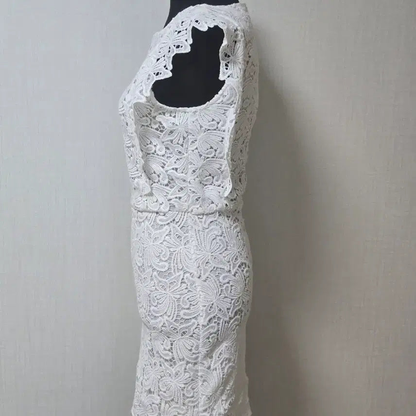 [BUNJANG] White Floral Lace Dress / 화이트 플라워 레이스 원피스