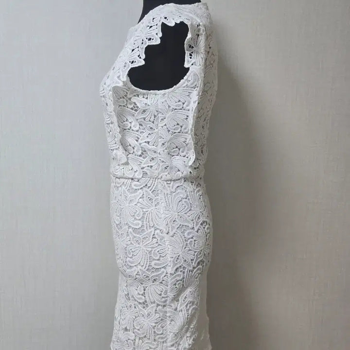 [BUNJANG] White Floral Lace Dress / 화이트 플라워 레이스 원피스