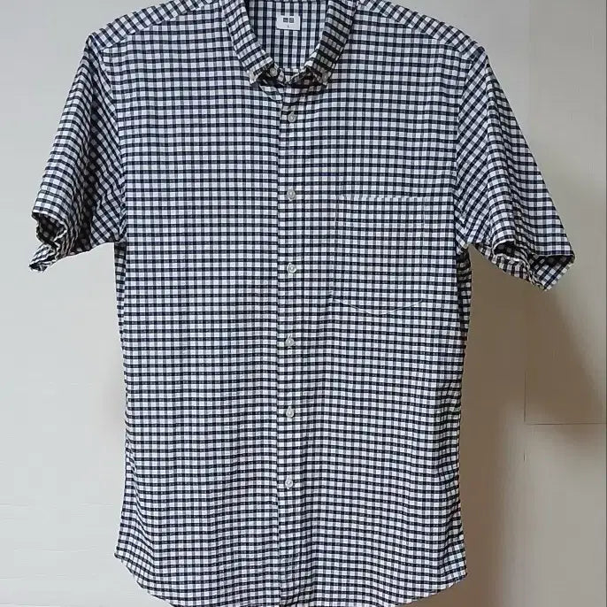 [SOLD OUT] 유니클로 반팔 깅엄 체크 셔츠 지지미 남자100