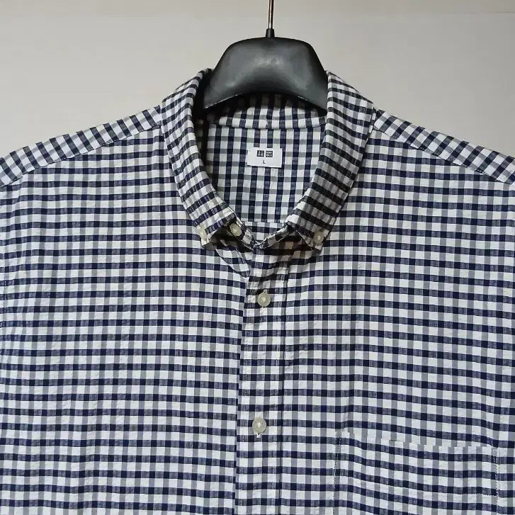 [SOLD OUT] 유니클로 반팔 깅엄 체크 셔츠 지지미 남자100