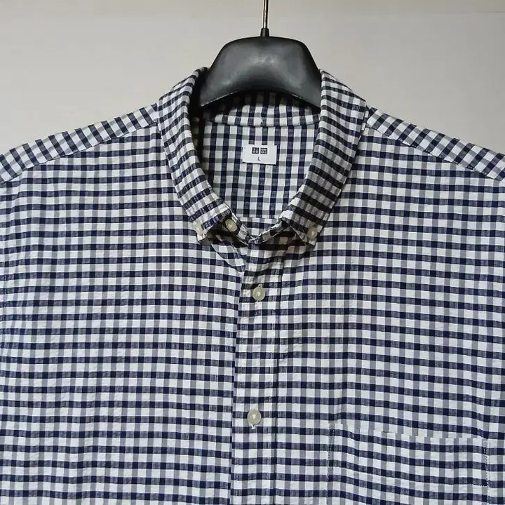 [SOLD OUT] 유니클로 반팔 깅엄 체크 셔츠 지지미 남자100