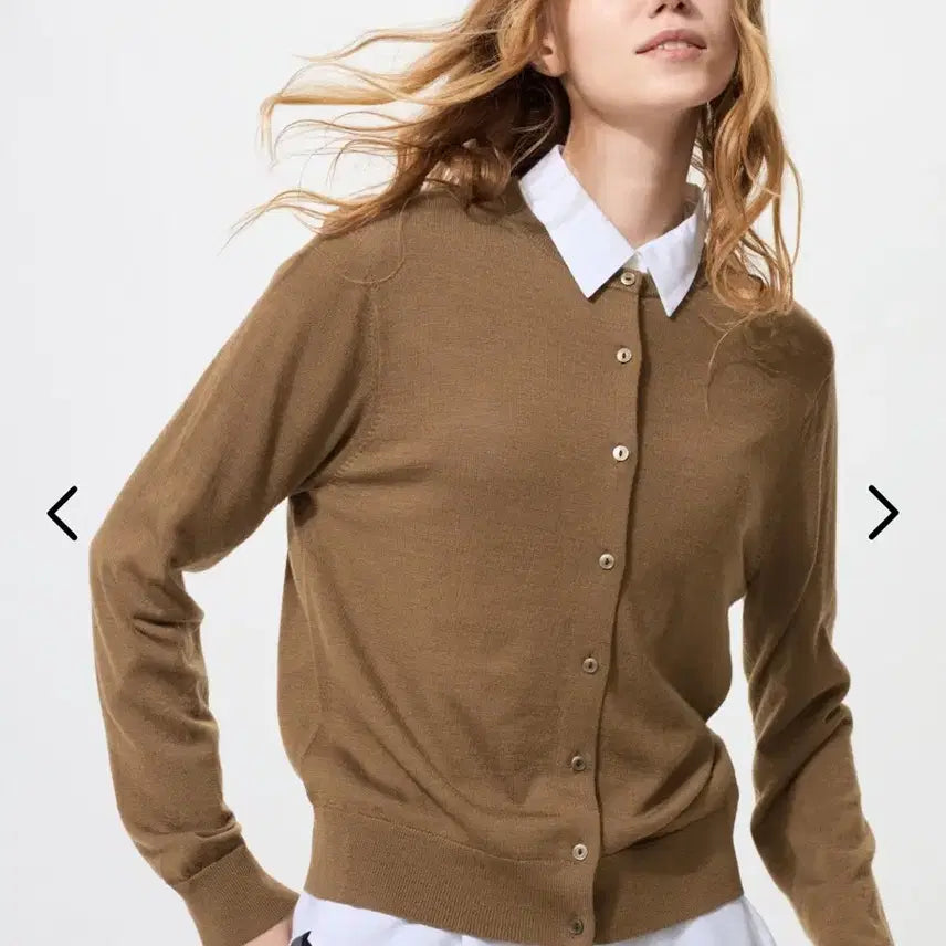 [BUNJANG] Uniqlo Merino Cardigan Brown XS / 유니클로 메리노 가디건 브라운 xs