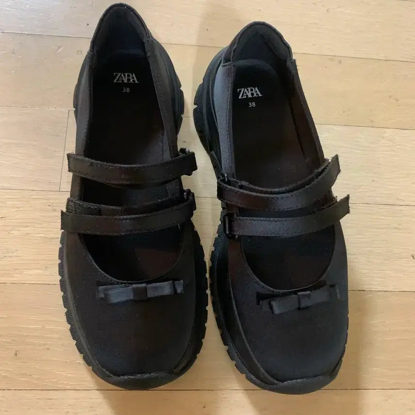 [BUNJANG] ZARA Black Ribbon Mary Jane Platform Shoes / 자라 블랙 리본 메리제인 플랫폼 슈즈