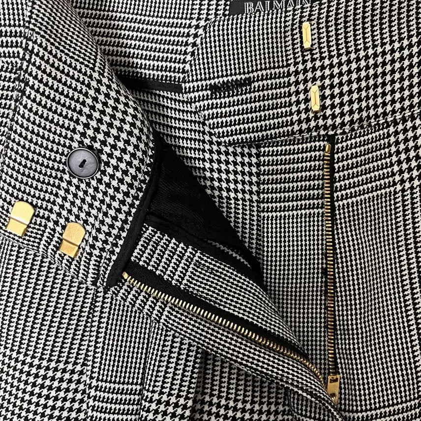 [BUNJANG] Balmain Houndstooth Check Wool Pants / 발망 BALMAIN 하운드투스 체크 울 팬츠 36
