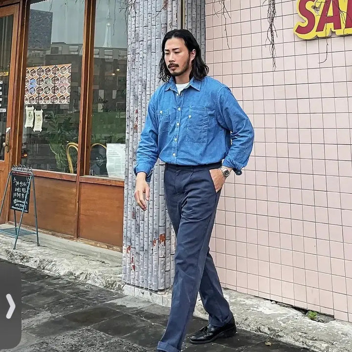 [BUNJANG] The Resq Chambray Teddy Shirt M / (새상품) 더레스큐 샴브레이 테디셔츠 M