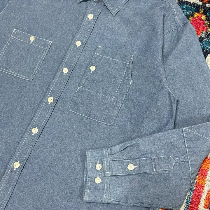 [BUNJANG] The Resq Chambray Teddy Shirt M / (새상품) 더레스큐 샴브레이 테디셔츠 M