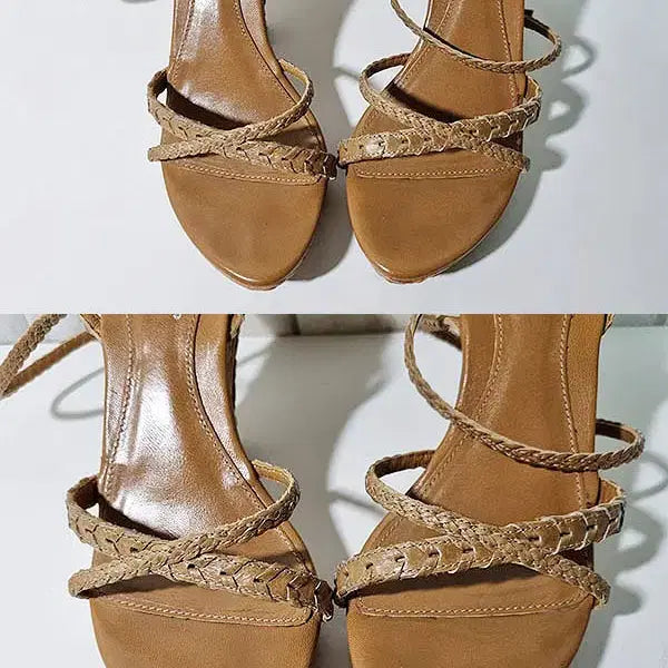 [BUNJANG] Dior Camel Leather &amp; Wood Heel Sandals Size 36 / 디올 샌들 230