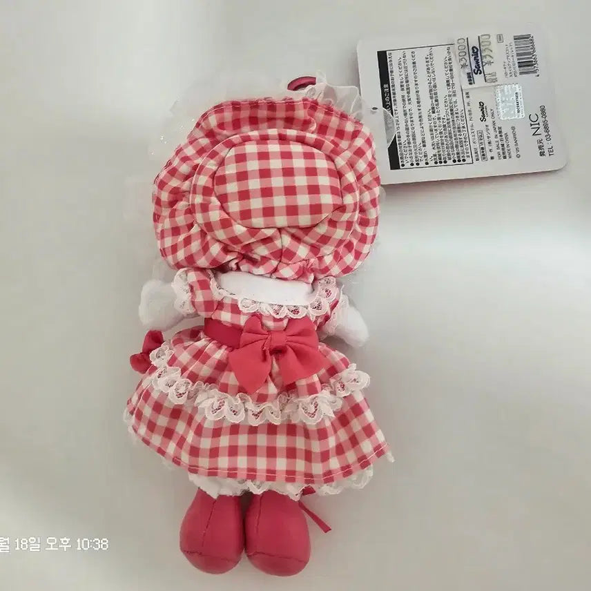 [SOLD OUT] 드레스업 로리타 헬로 키티 롱다리 인형 키링 체크 레드 원피스
