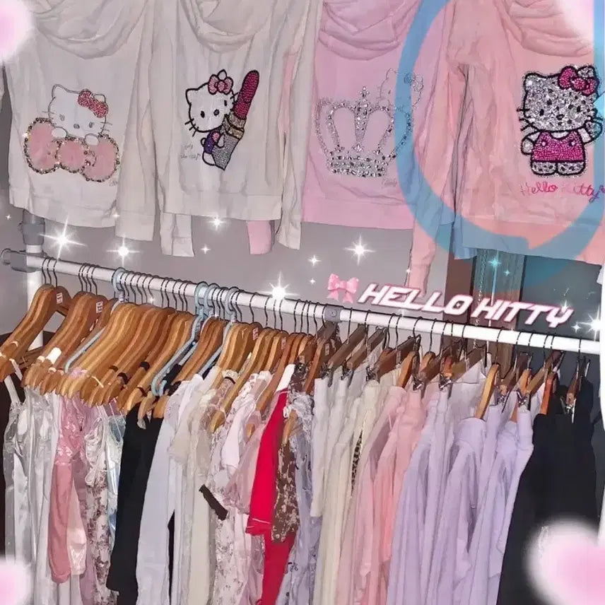 [BUNJANG] Rady Garu Kitty Cubic Hooded Zip-up / Rady 라디 갸루 키티 큐빅 후드집업