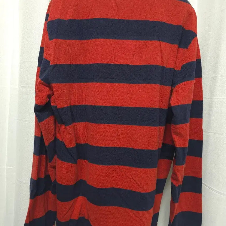 [BUNJANG] Lacoste Striped Collar Long Sleeve T-shirt / 라코스테 긴팔 레드,네이비 가로 스트라이프 카라 티셔츠(사이즈4,100)