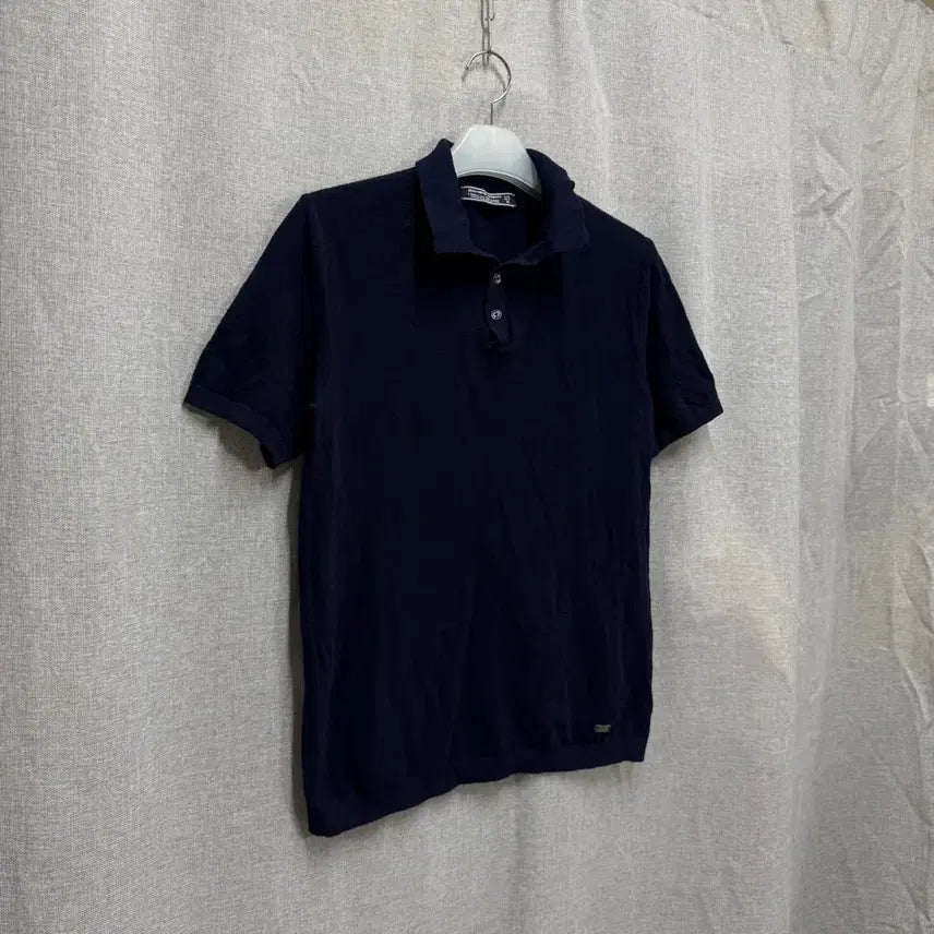 [BUNJANG] Jean-Michel Basquiat Summer Navy Knit Top / [95] 장 미쉘 바스키아 여름 카라 반팔니트