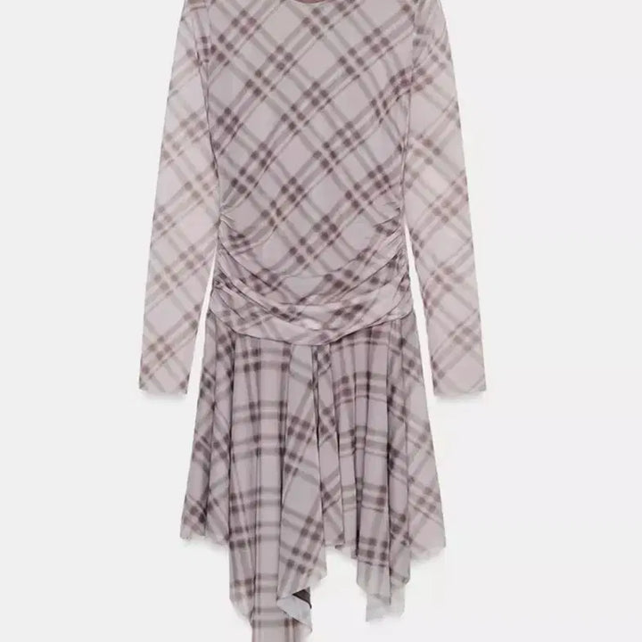 [BUNJANG] Zara Check Tulle Dress - Lilac - New with Tags / 자라 체크 튤 원피스 라일락
