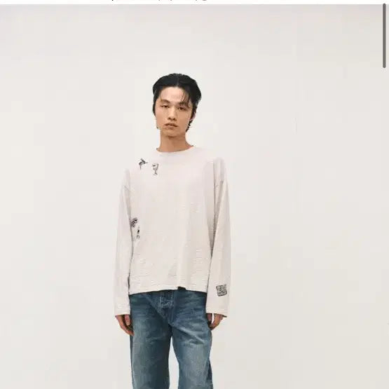 [BUNJANG] Surface Edition Tattoo Long Sleeve T-Shirt M / 서피스에디션 타투 롱슬리브 문 m