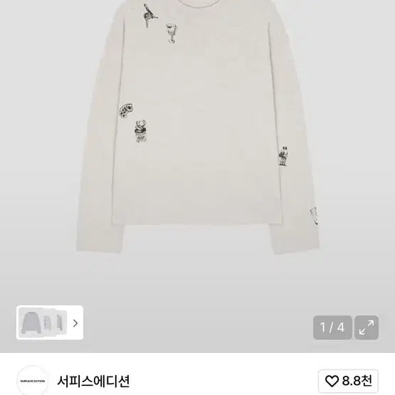 [BUNJANG] Surface Edition Tattoo Long Sleeve T-Shirt M / 서피스에디션 타투 롱슬리브 문 m