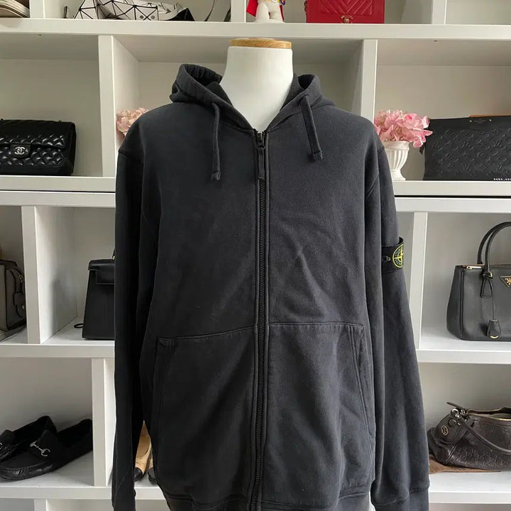 [BUNJANG] Stone Island Hooded Zip-Up Hoodie / [새상품급, 3XL] 스톤아일랜드 블랙 후드집업
