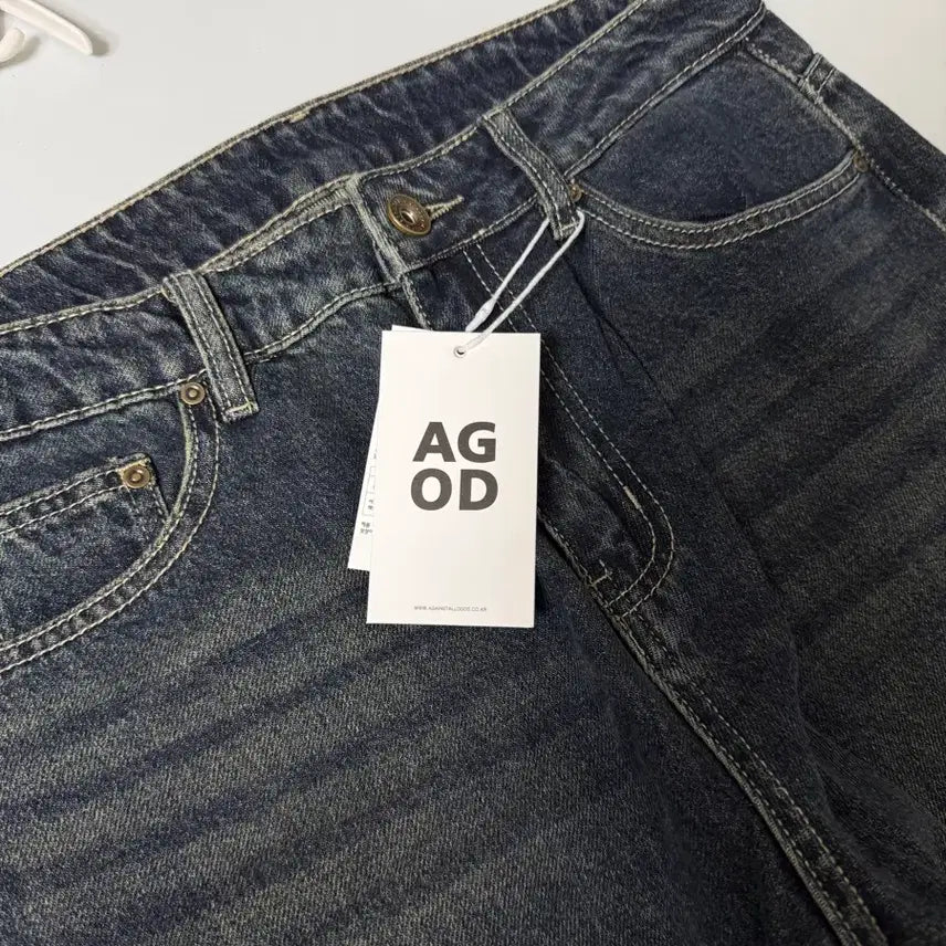 [BUNJANG] AGOD 빈티지 워시드 데미지 와이드 데님 팬츠 [샌드인디고] M / AGOD 빈티지 워시드 데미지 와이드 데님 팬츠 [샌드인디고] M
